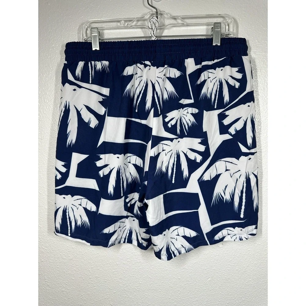 Manfinity Shorts Mens XL Blue White Palm Tree Swim Trunks Boardshorts Beach Pool